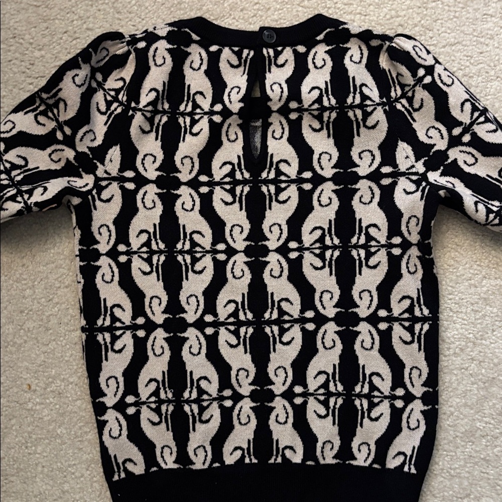 Anthropologie Maeve Black and Cream Knit Top - Picture 4 of 6